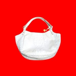 Brahmin Jacqueline Vintage Hobo Croco Embossed Leather Bag
